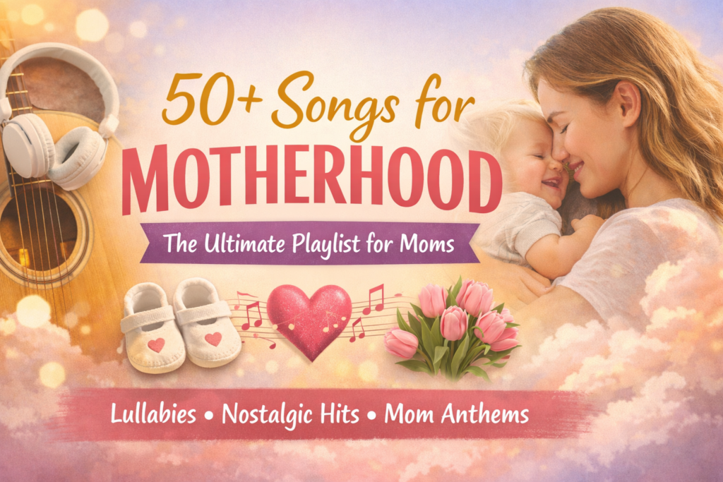 Playlist of songs for motherhood celebrating moms with emotional music for parenting and babies